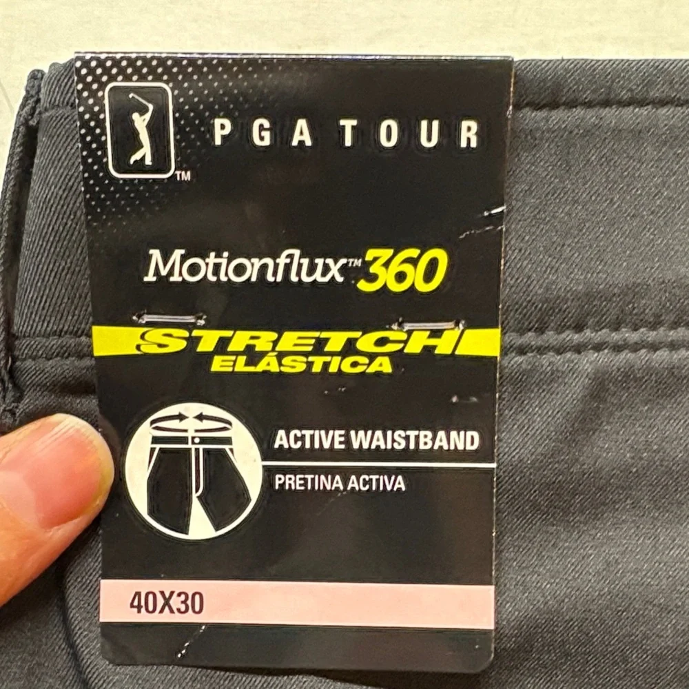 PGA TOUR Motionflux‎ 360 Men's Golf Pants Black 40x30 NWT Performance Stretch